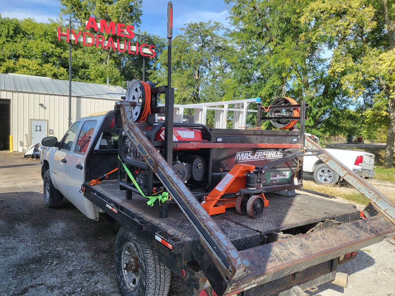 Custom tool boxes fabricated and mounted on a service truck by Ames Hydraulics in Ames, Iowa
