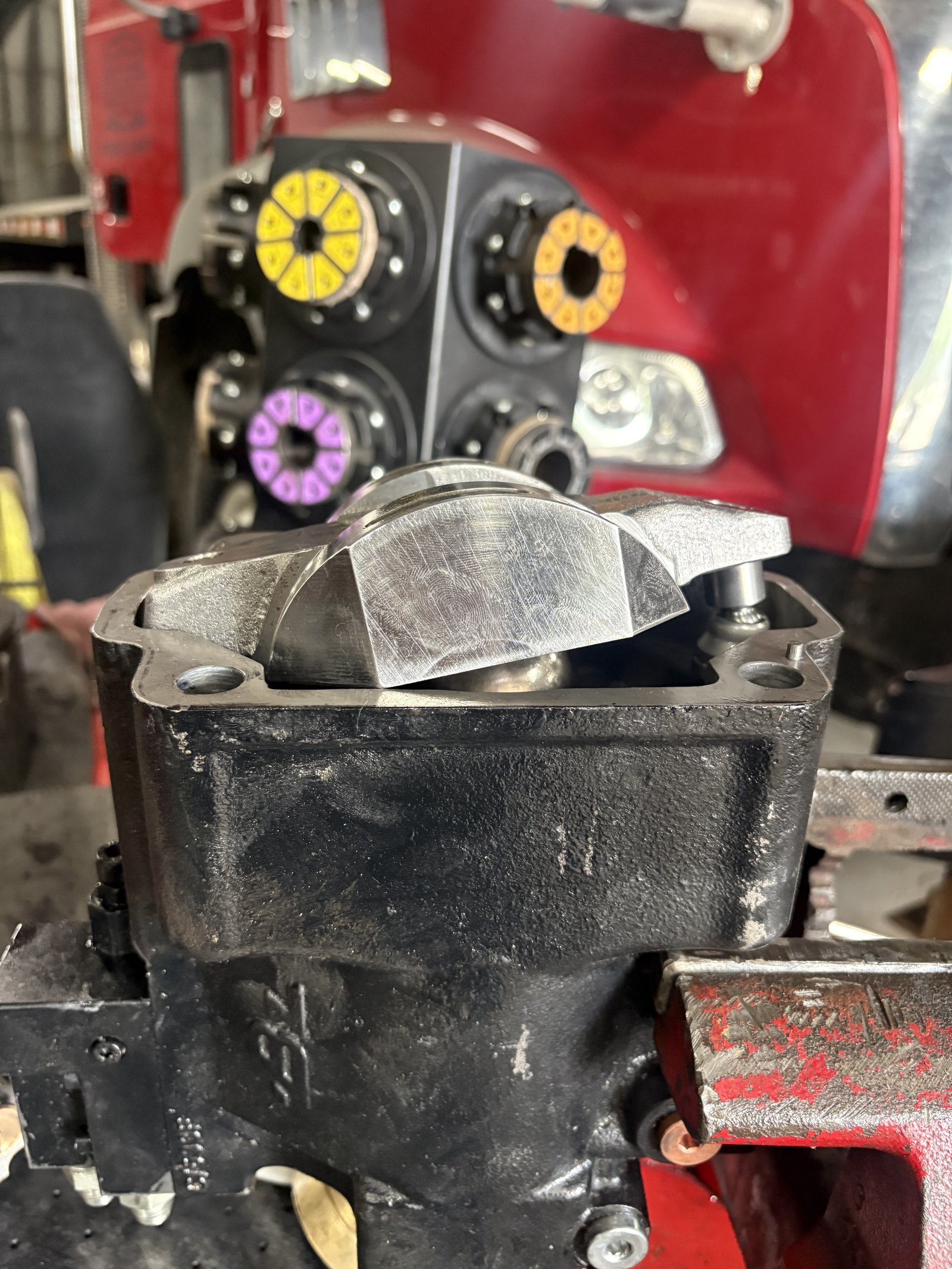 Hydraulic motor and pump internals during rebuild at Ames Hydraulics in Ames, Iowa