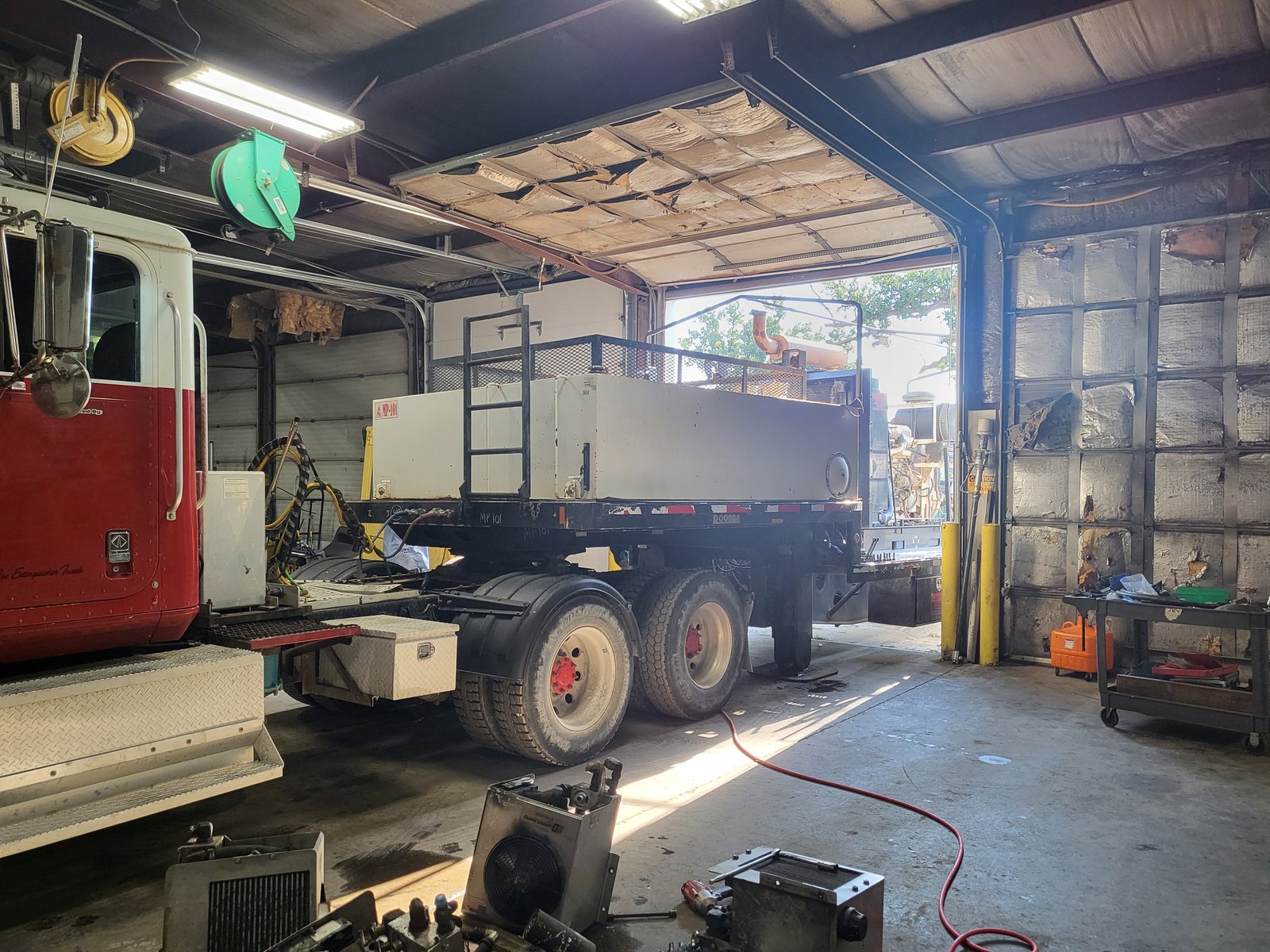 Mud pump trailer in the shop